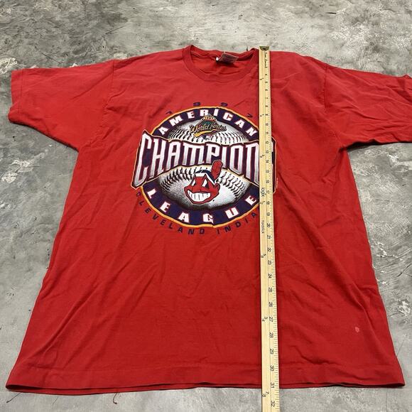 Cleveland Indians 1997 American League Champions Red Team T-Shirt Adult XL FOTL - Picture 2 of 8